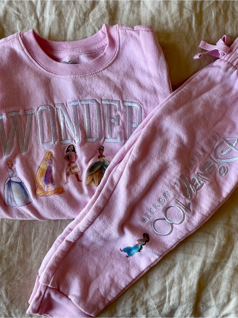 Disney Kids' Pink Princess Jogger Set - and grey Minnie sweatshirt